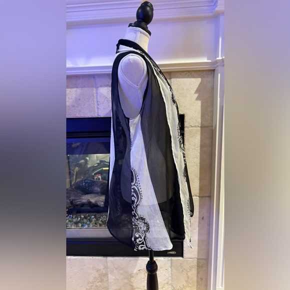 Coldwater Creek Women's One Size Cover-up Top Multicolor Black Sheer - Picture 4 of 5